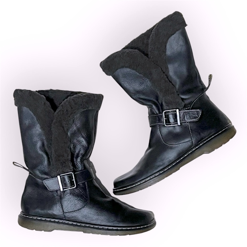 Dr. Martens Brielle Broadway ankle Boots,black, faux fur lining unisex 8L/7M